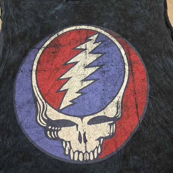 Grateful Dead Steal Your Face Muscle Tank Top Mens Size XL Distressed Retro 70's - Picture 2 of 6